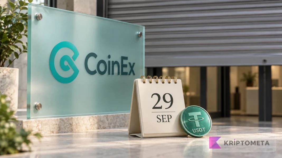 CoinEx tabelası, 29 Eylül takvimi ve USDT simgesiyle kapanış takvimini anlatan kompozisyon.
